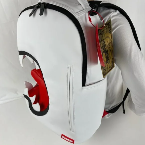 New Sprayground Scream Shark Art Piece White Backpack DLVX - Picture 3 of 11